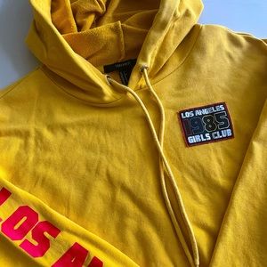 Cropped 1985 Los Angeles Girls Club yellow hoodie